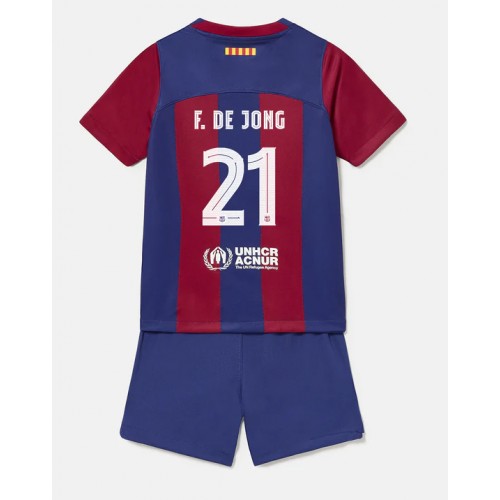 Maillot de foot Barcelona Frenkie de Jong #21 Domicile enfant 2023-24 Manches Courte (+ pantalon court)